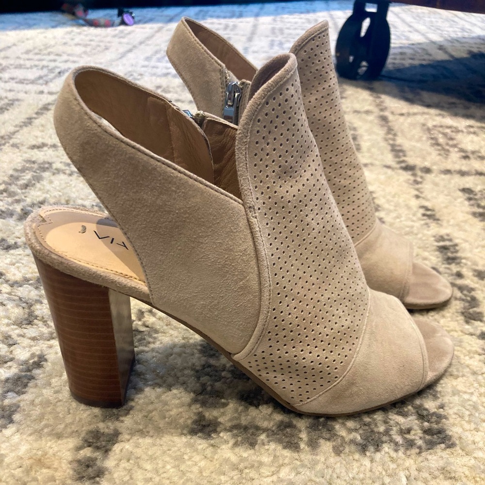 Via Spiga Peep Toe Block Heel Booties